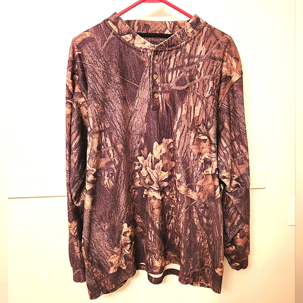 Cabela's three-button camouflage fleece pullover - Mossy Oak
